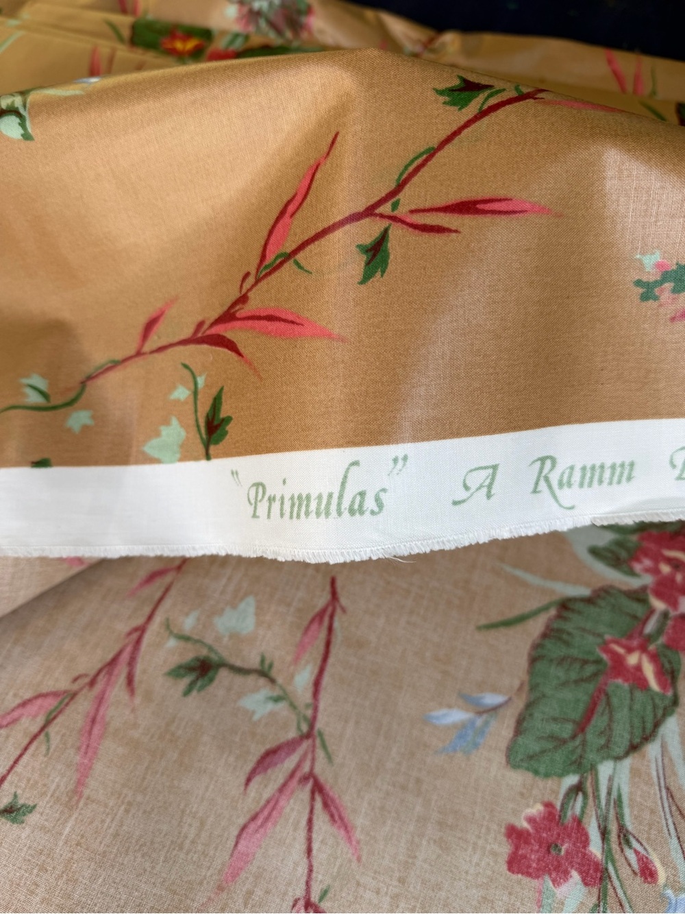 Vintage A Ramm Primulas Floral Fabric English Made Chintz Cottage Garden 15 yds - Picture 4 of 5